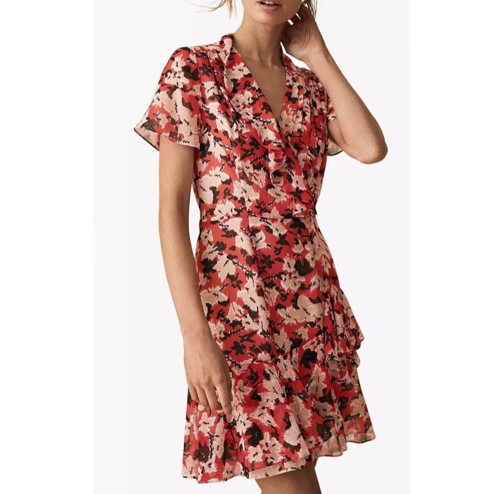 Reiss Marseille Floral Ruffle Dress Size 2